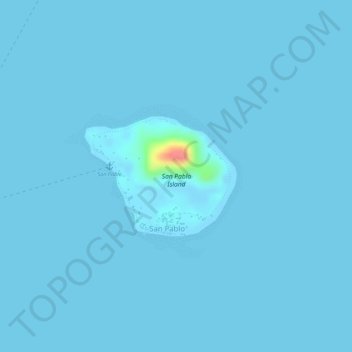 Mapa topográfico San Pablo Island, altitud, relieve