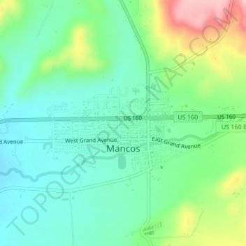 Mapa topográfico Mancos, altitud, relieve