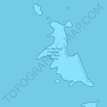 Mapa topográfico Isla Bartolomé, altitud, relieve