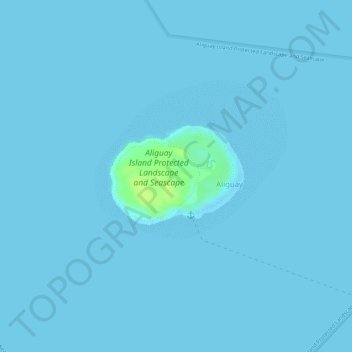 Mapa topográfico Aliguay Island, altitud, relieve