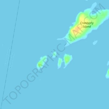Mapa topográfico Cedar Island, altitud, relieve