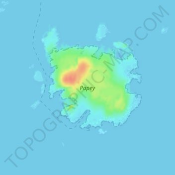 Mapa topográfico Papey, altitud, relieve