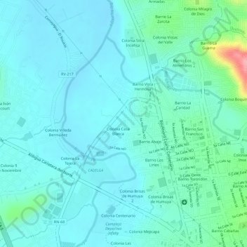 Mapa topográfico Parque Casa Blanca, altitud, relieve