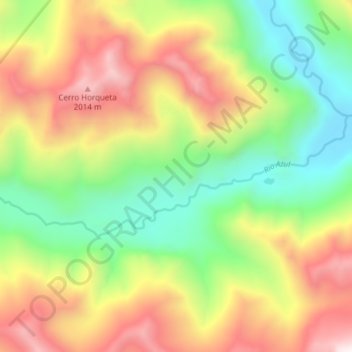 Mapa topográfico Río Azul, altitud, relieve