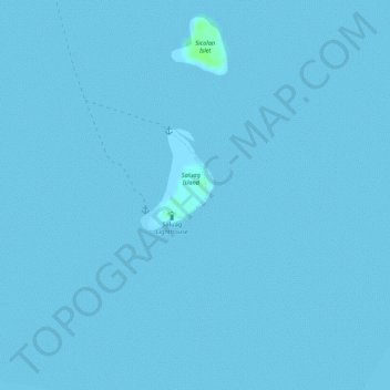 Mapa topográfico Saluag Island, altitud, relieve