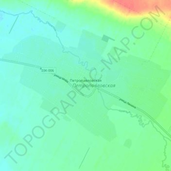 Mapa topográfico Петропавловская, altitud, relieve
