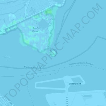 Mapa topográfico Vuurtoreneiland, altitud, relieve