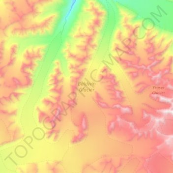 Mapa topográfico Baldwin Glacier, altitud, relieve