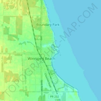 Mapa topográfico Winnipeg Beach, altitud, relieve