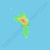 Mapa topográfico Isla Redonda, altitud, relieve