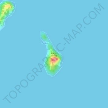 Mapa topográfico Buluan Island, altitud, relieve