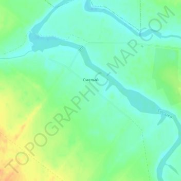 Mapa topográfico Смелый, altitud, relieve