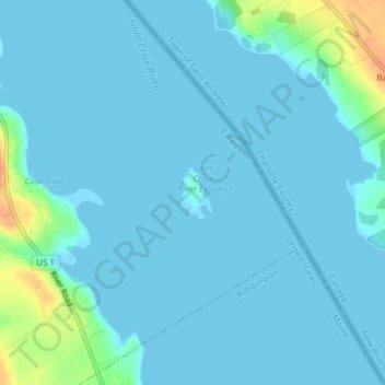 Mapa topográfico Saint Croix, altitud, relieve