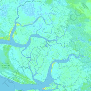Mapa topográfico Escravos River, altitud, relieve
