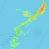 Mapa topográfico Isla Okinawa, altitud, relieve