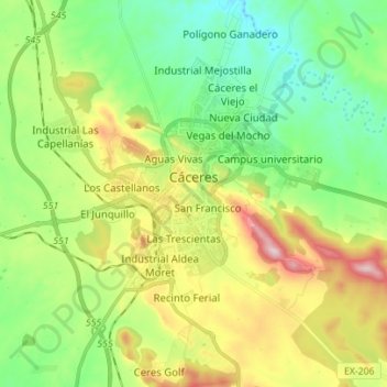 mapa topografico de caceres Mapa Topografico Caceres Altitud Relieve mapa topografico de caceres
