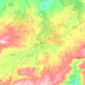 mapa topografico de avila Mapa topográfico Ávila, altitud, relieve