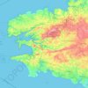 Mapa topográfico Finistère, mapa de relieve, mapa de altitud