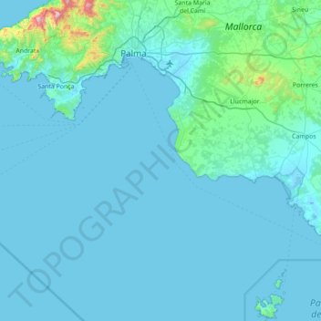 Mapa topográfico Palma, altitud, relieve