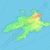 Mapa topográfico Ouessant, mapa de relieve, mapa de altitud