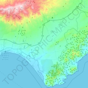 mapa topografico de almeria Mapa topográfico Níjar, altitud, relieve