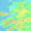 Mapa topográfico County Kerry, altitud, relieve