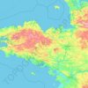 Mapa topográfico Bretagne, mapa de relieve, mapa de altitud