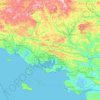 Mapa topográfico Morbihan, mapa de relieve, mapa de altitud